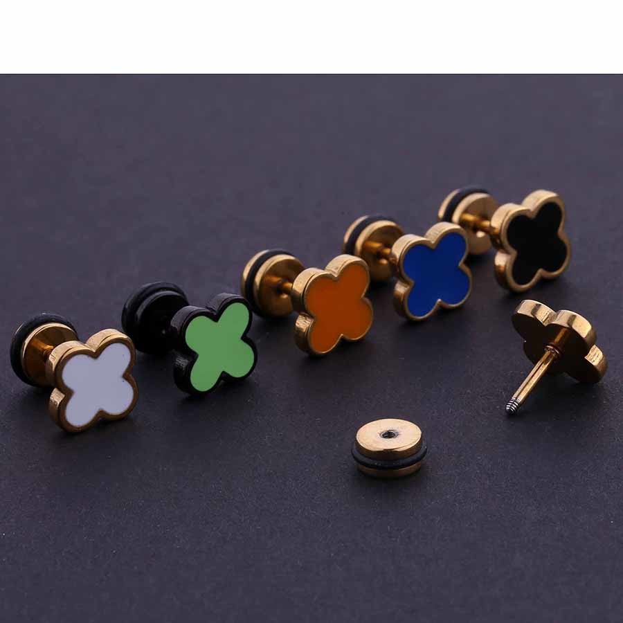 Poland Popular Four Leaf Clover Earrings Stud Earrings Stainless Steel Earrings