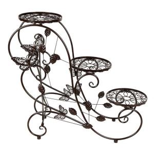 Wholesale Multilayer Brown Painting 26cm Metal Planter Rack Iron Flower Pot Holder from china suppliers