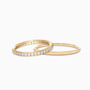 Wholesale 18K Gold Plated Stacking Wedding Eternity Band Ring for Women 925 Sterling Silver Set from china suppliers
