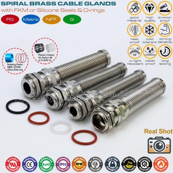 M20 Metallic Flexible Cable Gland, Waterproof IP68 Brass Cable Gland Connector