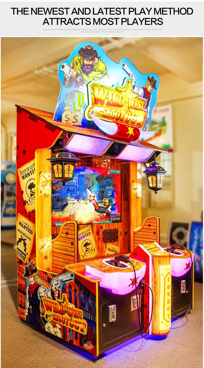 2 players Wild West cowboy shooting machine, gun shooting simulator video game