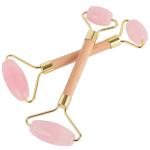 145*55*22MM Rose Quartz Double Face Roller Wood Handle Jade Face Massager