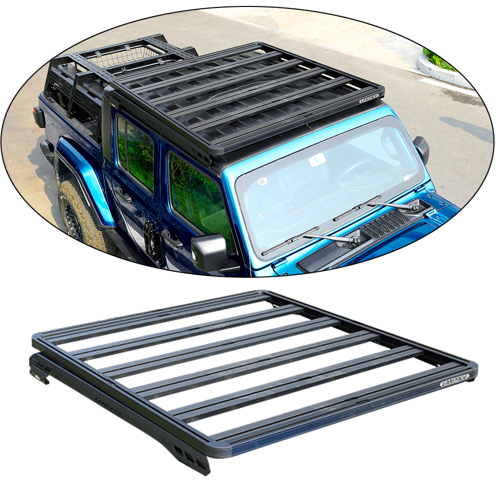 AL6063-T6 Aluminum Alloy Roof Rack for Jeep Wrangler JT Black Universal Roof Mounting