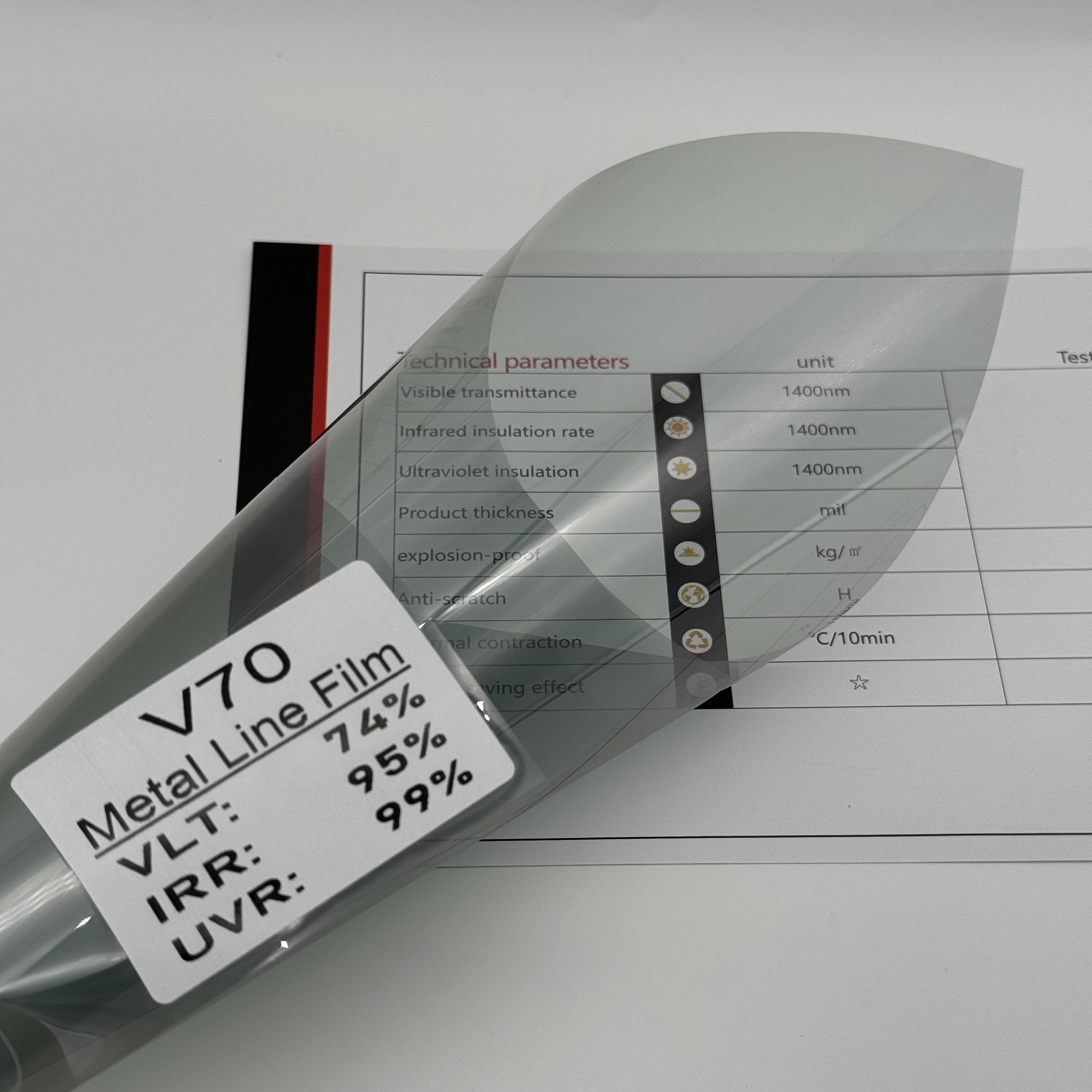 NASIDO V70 HD Metalized Window Tint Film IRR 99% Infrared Proof UV Rejection