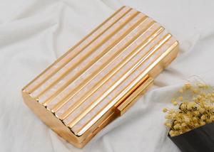Wholesale Hardware Box Rose Gold Clutch Bag , Glitter Champagne Color Evening Clutch Purse from china suppliers