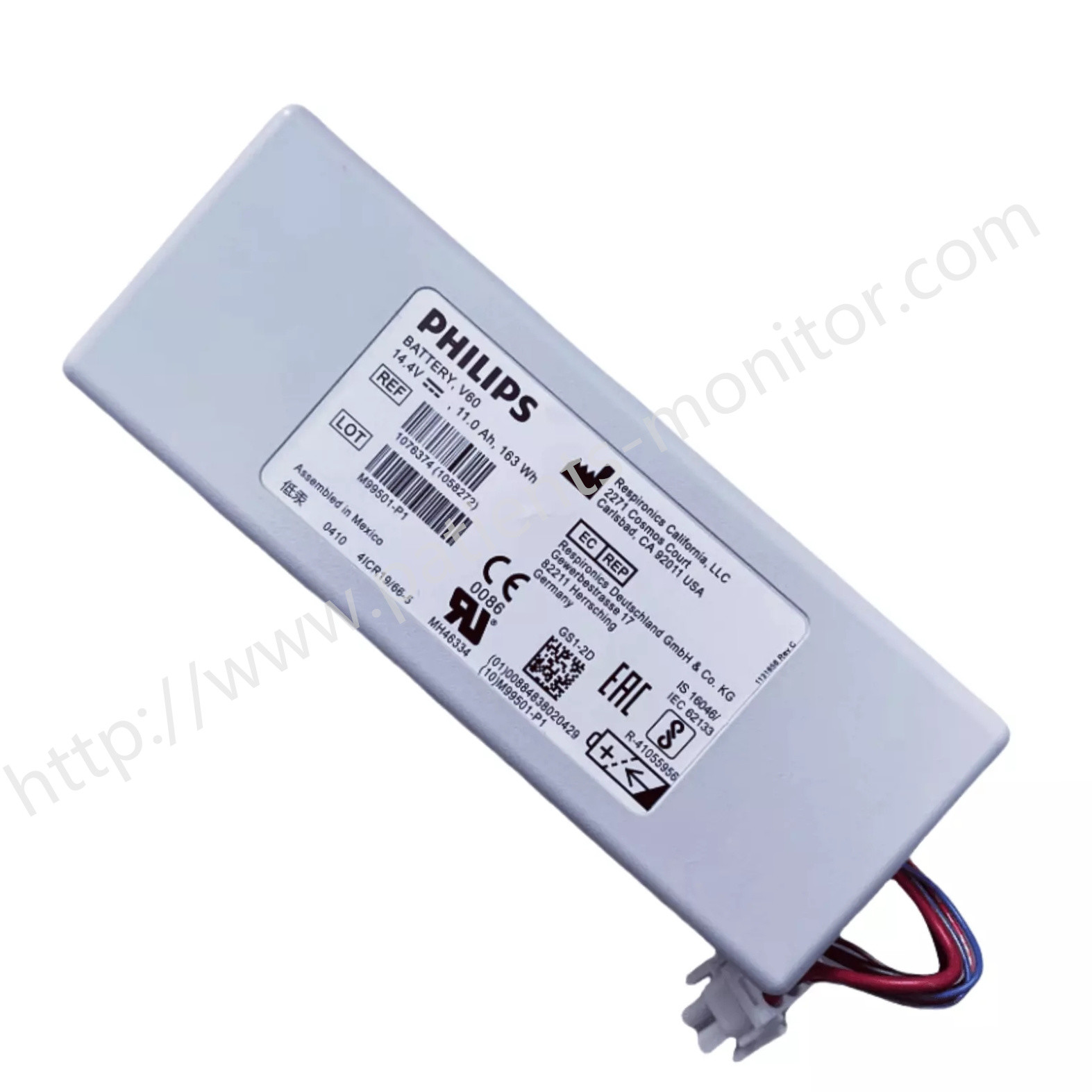 V60 Ventilator Machine OEM Li-ion Battery 14.4V 11.0Ah 163Wh REF1076374 1058272 LOT M99501-P1