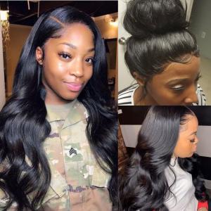 Wholesale 360 Lace Frontal Wigs Brazilian Human Hair Extensions Body Wave Natural Color from china suppliers