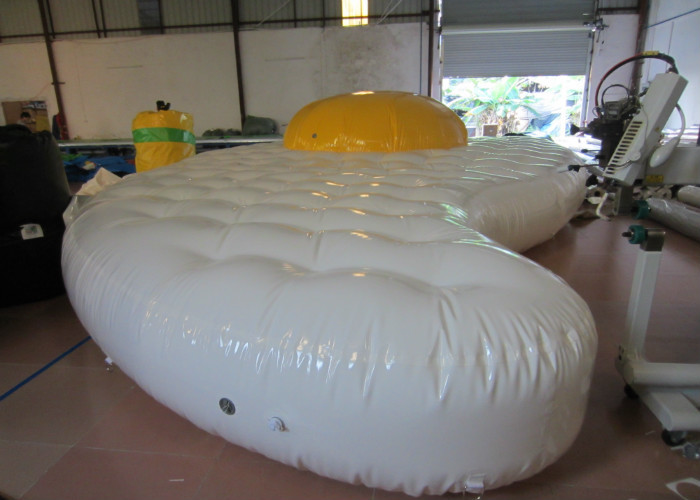 Cute Egg Design Inflatable Water Games Inflatable Safety Mat 9.7 X 5.2m 0.65mm Pvc Tarpaulin