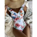 white and black flowers Ladies One-Piece SwimsuitmHigh Waist Sexy Bikini ,