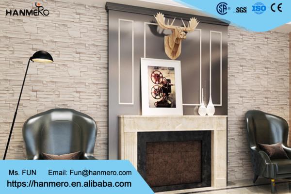 Interior Home Decoration 3D Brick Effect Wallpaper / Yellow Fake Brick Wall
