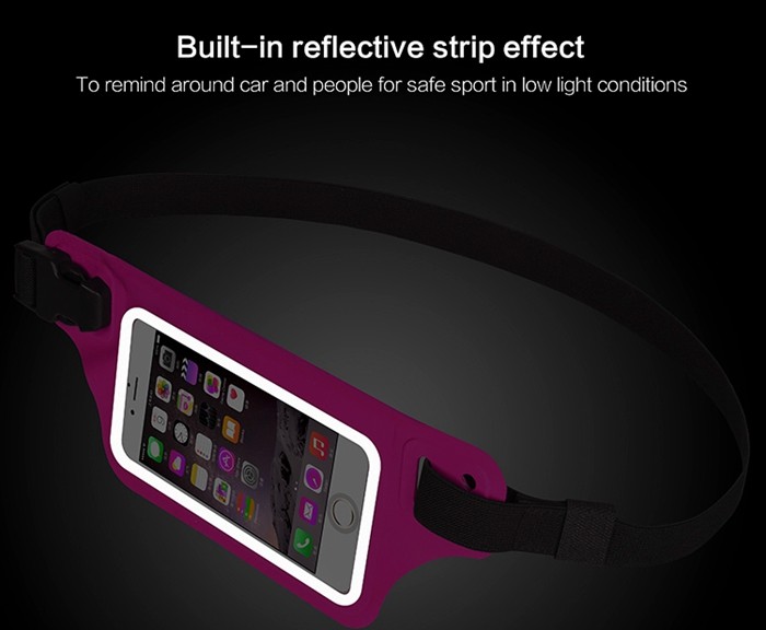 Sport LED Waterproof Running Belt / Elastic Waist Belt Tool Bag With Touchable Window