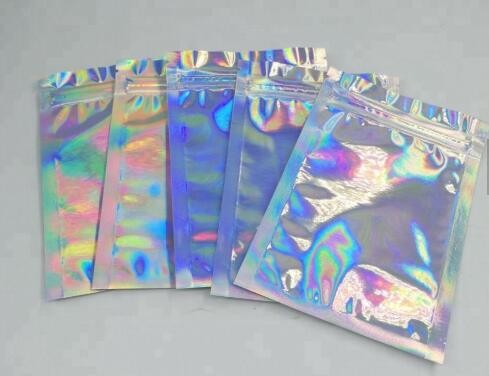Three side seal small size holographic mylar k packing bag for powder products