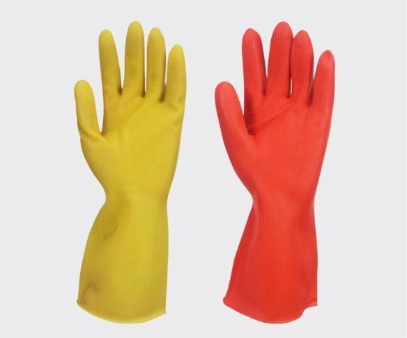 Solvent Resistance Latex Household Glove Waterproof Flocked Lining Latex Free