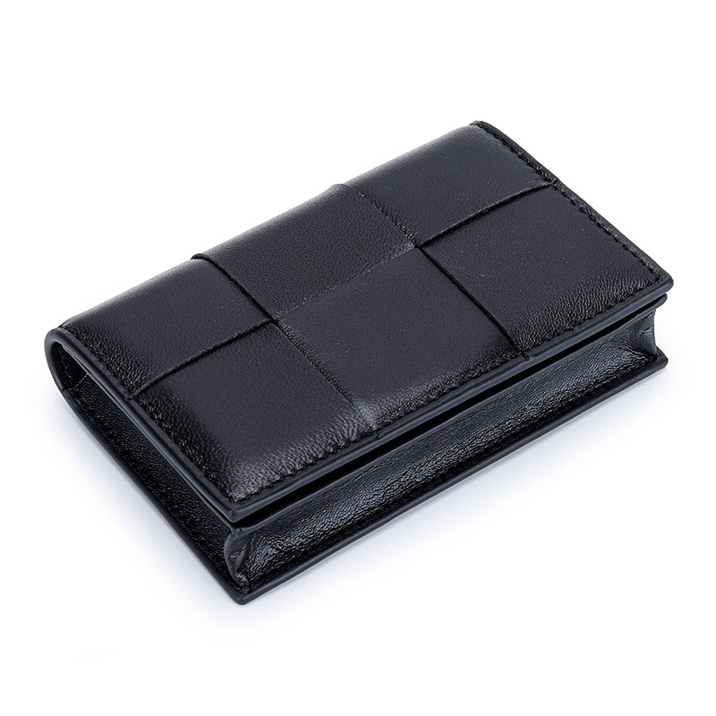 Daily Life Genuine Sheepskin Leather Braided Mini Purse Credit Card Holder for Women