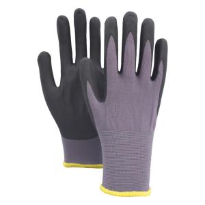 Wholesale Industrial 15 Gauge Gray Nylon Spandex Safety Gloves Black Nitrile Coating Anti Slip Gloves from china suppliers