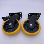 4 Inch PU Caster With Brake Orange Polyurethane Tread Caster Wheels