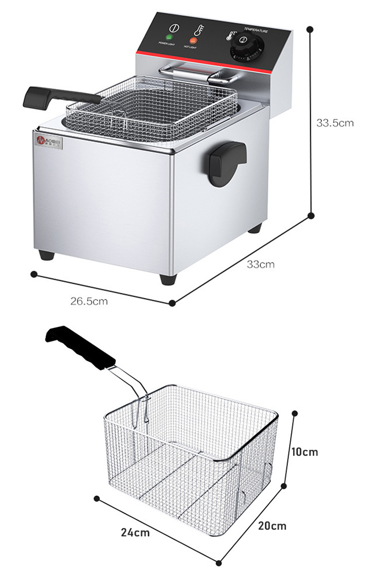 220v 8 Liters Stainless Steel Deep Fryer Electric Machine with Adjustable Temperature