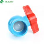 Straight Through Type Blue Body Red Handle PVC Irrigation Ball Valve for