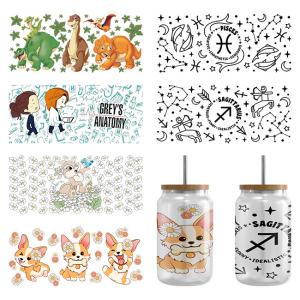 Wholesale Self Adhesive Christmas UV DTF Cup Wraps DTF Glass Sticker 16oz from china suppliers