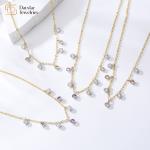 Diamond Zircon Letter Pendant Necklace Stainless Steel Jewelry DIY Gold Plated