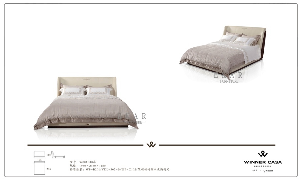 Villa Furniture Leather Divan Design King Size Frame Modern Luxury Bed