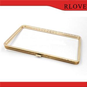 Wholesale Fashion design hardware accessories gold iron rectangle box clip clutch frame for purse from china suppliers