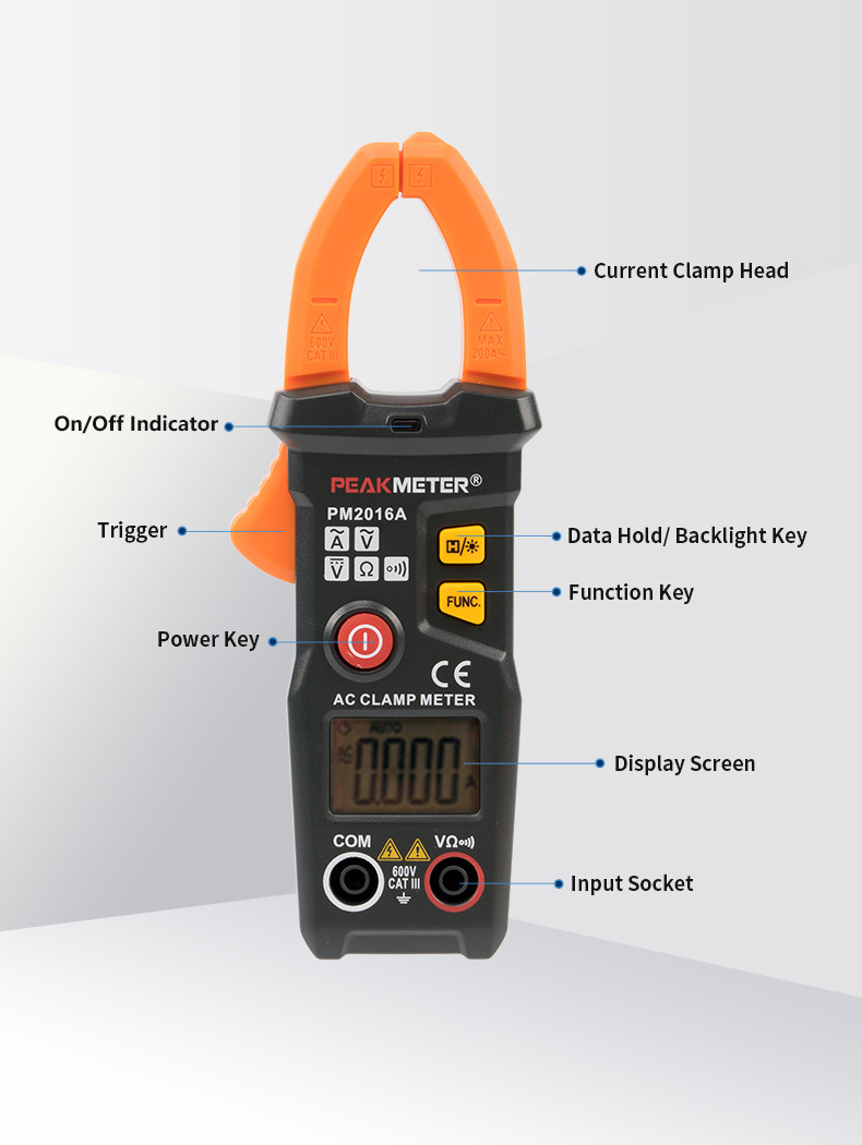 Multifunctional Low Current Clamp Meter , Commercial Electric Clamp Meter