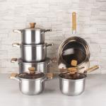 Amazon Multifunctional Kitchen Cookware Silver Cooking Pot Set Stainless Steel