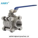 NPT BSP Forged Steel A105 F304 F316 Body PEEK PTFE Seat Ball Valve 3pc
