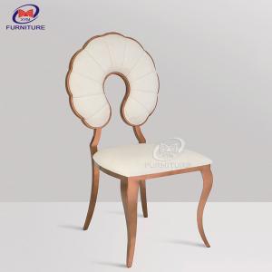 China Gold Stainless Steel Wedding Chair Banquet Table Chairs with Flower Shape Backrest on sale