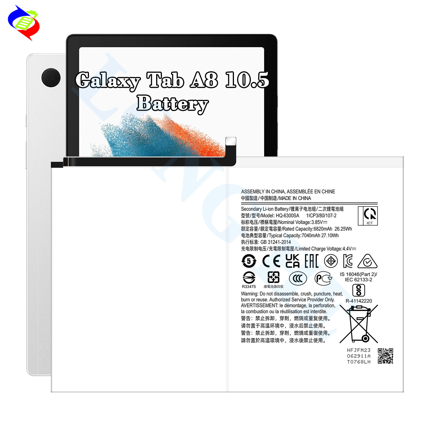 HQ-6300SA tablet battery for Tab A8 10.5 2022 7040mAh
