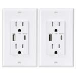 Fast Charging USB Wall Outlet With 15A 125V AC 60Hz Rating