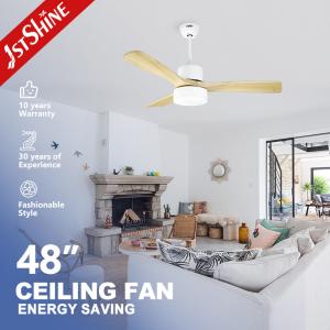 Wholesale 1stshine 220V DC 52&quot; Solid Wood Blades Ceiling Fan with Light and 3 Color LED Light from china suppliers
