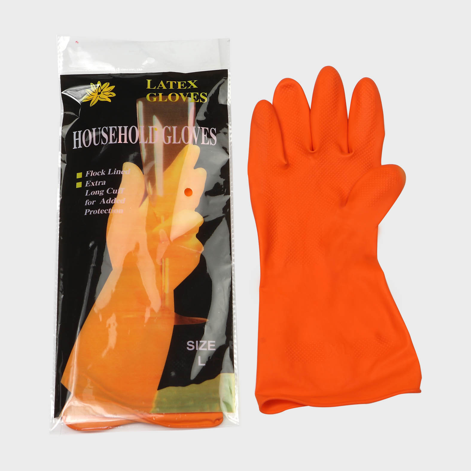Bathroom Dip Flocklined L 50g Household Cleaning Gloves
