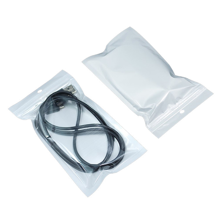 Custom logo zipper poly bag heat seal OPP plastic package USB cable phone case plastic packaging bags