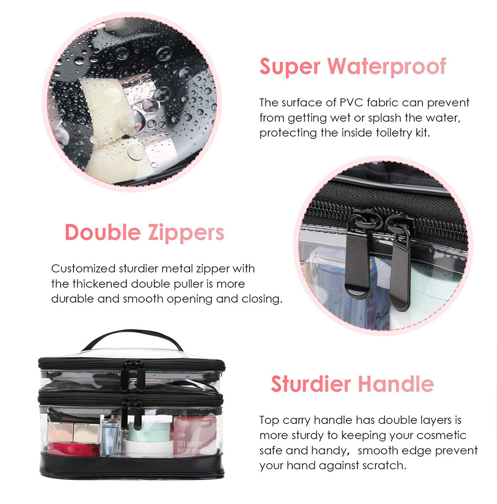 Multifunctional Double Layer PVC Cosmetic Bag For Business Trip