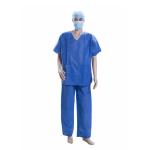 Hospital Round Neck Blue Unisex Uniform Scrub Suit Set Disposable Scrub Suit