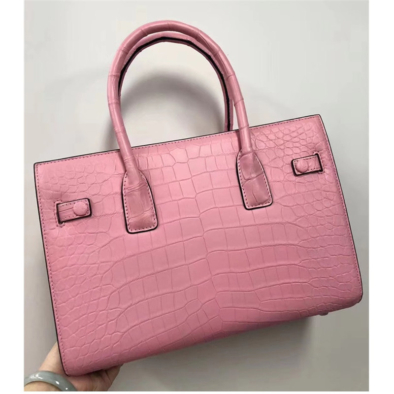 Authentic Crocodile Belly Skin Women Purse OL Lady Working Handbag Genuine Alligator Leather Female Large Shoulder Bag