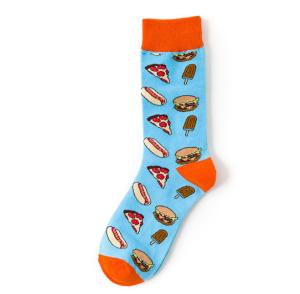 Wholesale Trendy Men's Stylish gourmet burger pizza cartoon cotton socks creative personality socks from china suppliers