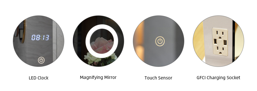 Touch Control Custom Bathroom Mirrors Salons Custom Makeup Mirror With Lights