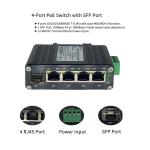 IEEE 802.3at Din Rail Mounted Industrial POE Switch 4 Channel 12V-48V