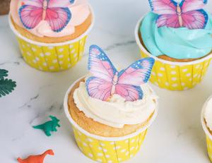 Wholesale Vivid Pink Edible Decorations Edible Butterfly Cupcake Toppers 0.60 - 0.65 MM from china suppliers