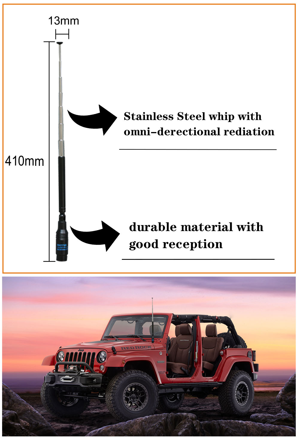 Two Way Radio VHF UHF Mobile Antenna RH771S With Max Power 10W BNC Connector