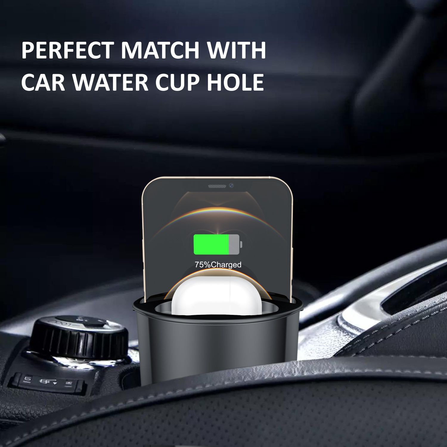 Cup Car Wireless Charger With Convenient Wireless Charging & Cable Charging