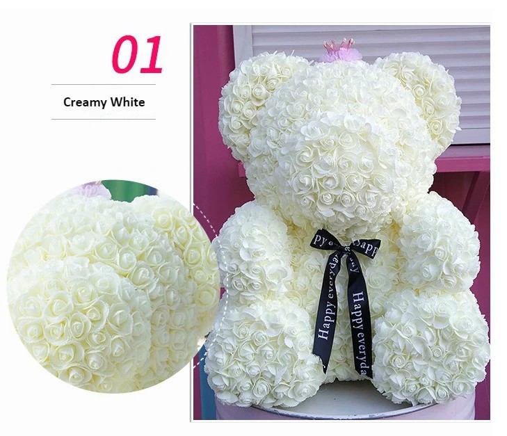Crazy selling gift foam rose teddy bear Factory Price Artificial Flower Gaint Teddy Bear