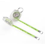 Green Metal Measuring Tape Keychain 2 Meters 80 Inches With Transparent Plastic