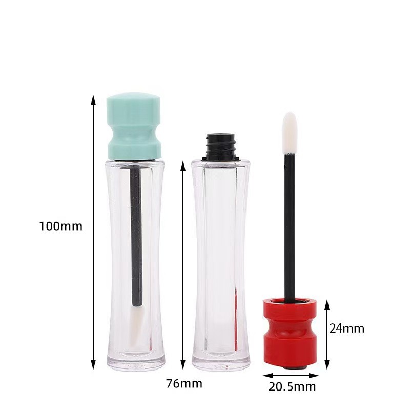 Plastic lip glaze tube with waist-length lid and various colors