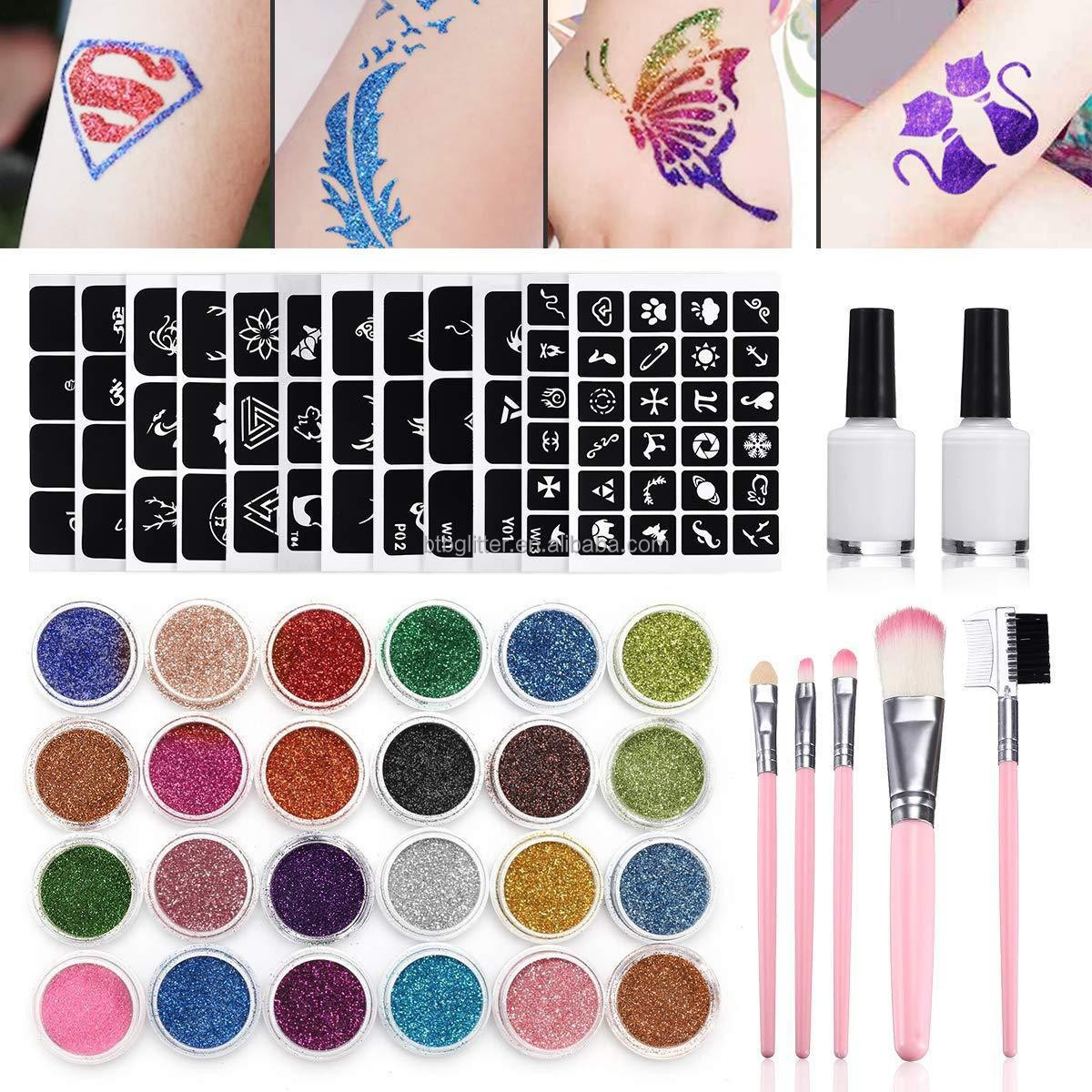 Eco-friendly Glitter Tattoo Set for Diwali Occasion Non-toxic and Hypoallergenic