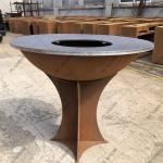Wood Charcoal Burning Rustic Corten Steel Fireplace For BBQ