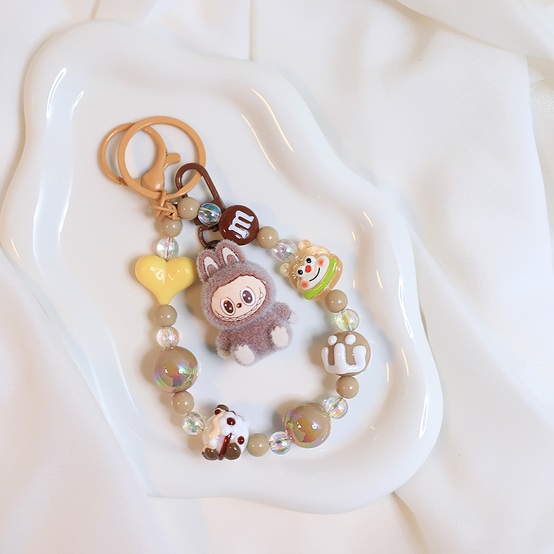 Custom Soft Labubu PVC Keychain Pop Mart Monster Keyring Bag Phone Lanyard Accessories Gifts